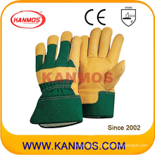 Yellow Cowhide Leather Industrial Safety Work Gloves (120031)